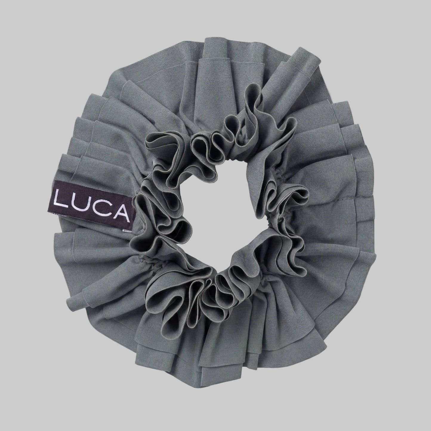 LUCA Uplift Italian fabric hair scrunchie in matcha - flat lay