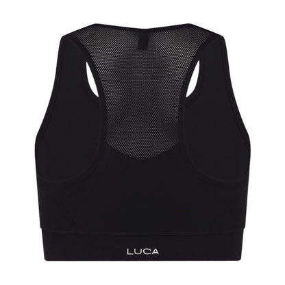 Back-view-of-a-black-sports-bra- with-a-breathable-mesh-racerback- design-and-thick-bottom-band-High-support-workout-top-for-cycling-and-fitness