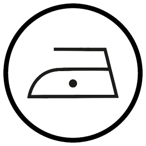 A-common-laundry-care-symbol-on- a-transparent-background-It-is-an- outline-of-an-iron-inside-a-circle-with-one-small-black-dot-centered- inside-the-iron-shape-This-symbol- indicates-the-garment-can-be-roned at-a-low-temperature-setting- typically-$110^\circ-\text{C}$