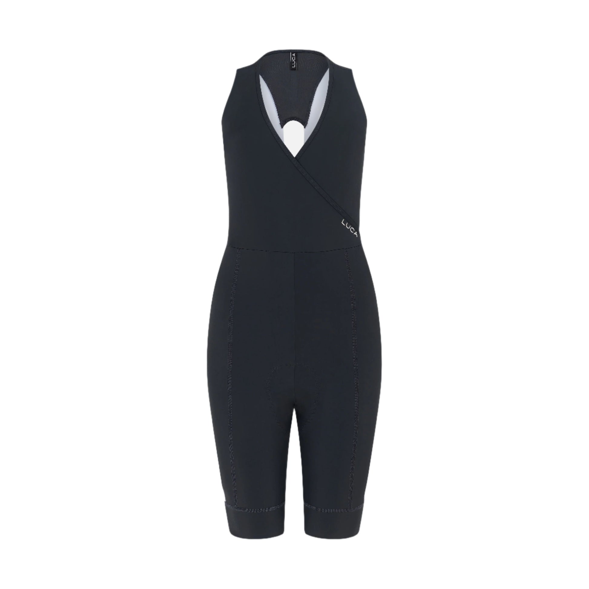 Black-sleeveless-bodysuit-with-a-v-shaped-cutout-at-the-chest-and-LUCA-logo-on-the-right-side-Displayed-against-a-white-background