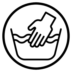 A-common-laundry-care-symbol-on- a-transparent -It-is-an-outline-of-a- hand-submerged-in-a-basin-of- water-(tub-shape-with-wavy-lines)- all-enclosed-within-a-circle-This- symbol-indicates-that-the-garment- must-be-Hand-Washed-Only-and-is- not-suitable-for-machine-washing
