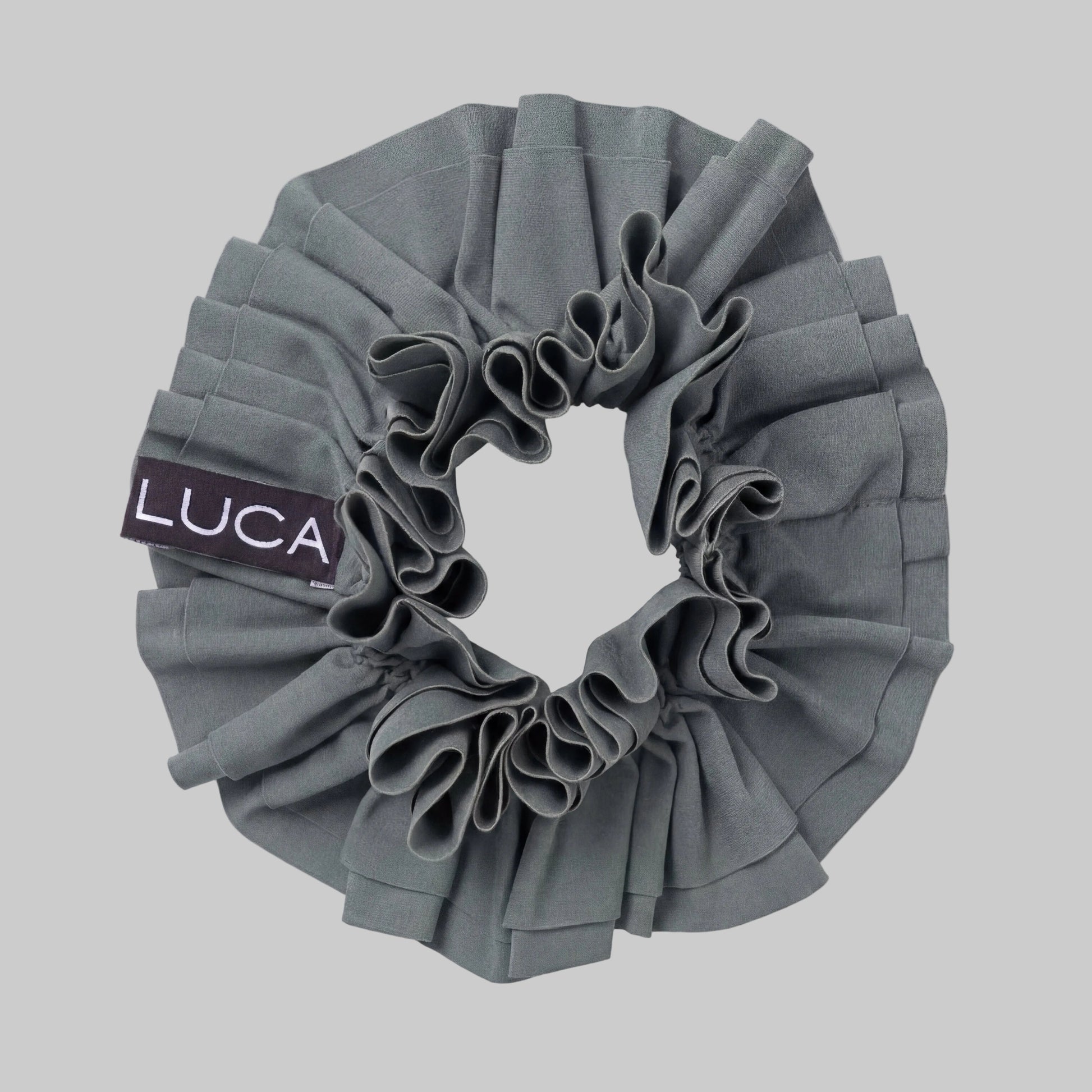 LUCA Uplift Italian fabric hair scrunchie in matcha - flat lay