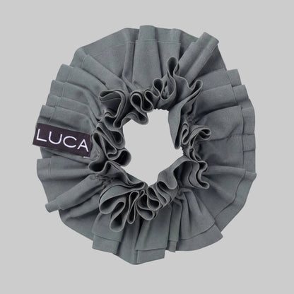 LUCA Uplift Italian fabric hair scrunchie in matcha - flat lay